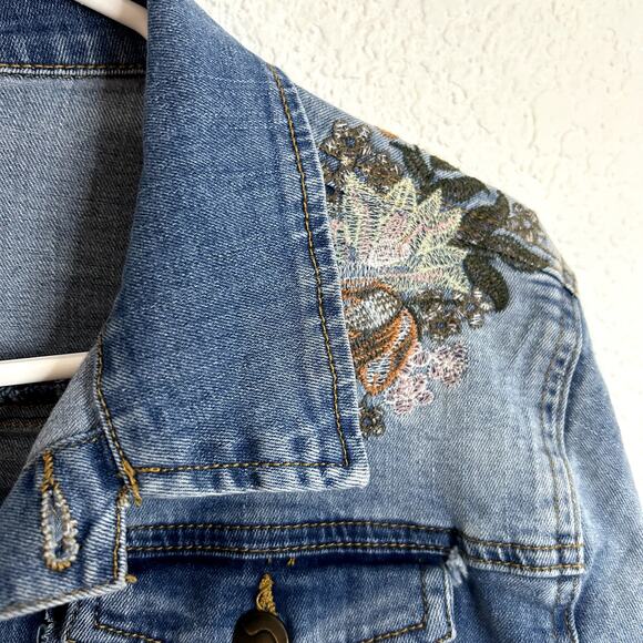 Joe's Jeans Denim Jacket Kids Size Large Womens Small Embroidery - Picture 6 of 7